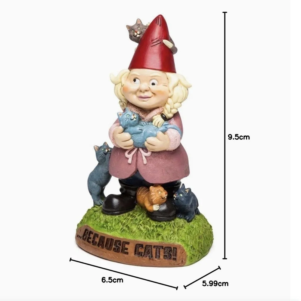 BigMouth Toys Crazy Cat Lady Garden Gnome Because Cats Funny Lawn Statue Figure